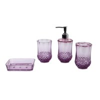 Magideal - Dispensador De Jabón, Soporte Para Cepillos De Dientes, Estuche De Almacenamiento, Jabonera Portátil Para Enjuague Bucal, Encimera, Decoración De Baño Púrpura