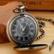 thumbnail image 4 of Reloj de bolsillo Realpoo de bronce con esfera romana de cuarzo y cadena desmontable, 4 of 9