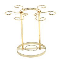Magideal - Soporte Para Copas De Vino Encimera Estante Para Copas De Vidrio Con 6 Ganchos Colgador Independiente Organizador De Tazas Colgantes De Hierro Para Dorado