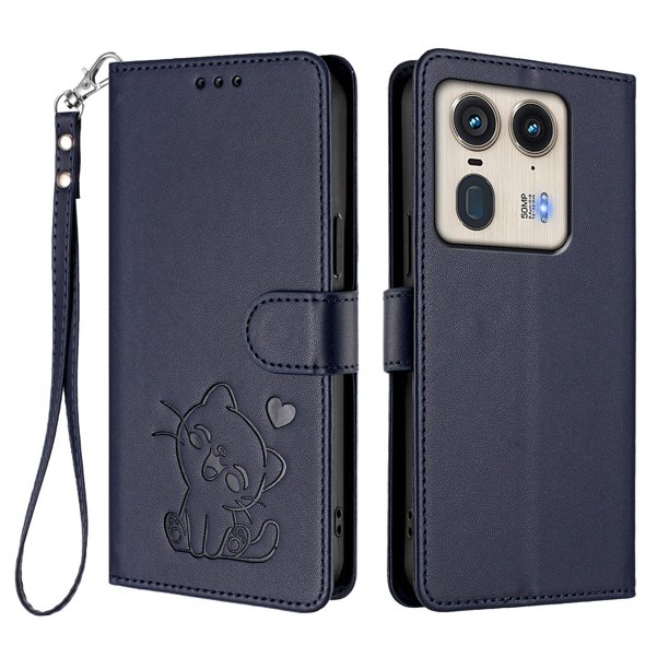 Funda Billetera con Espacio para Fotos para Motorola Edge 50 Ultra 5G, Azul