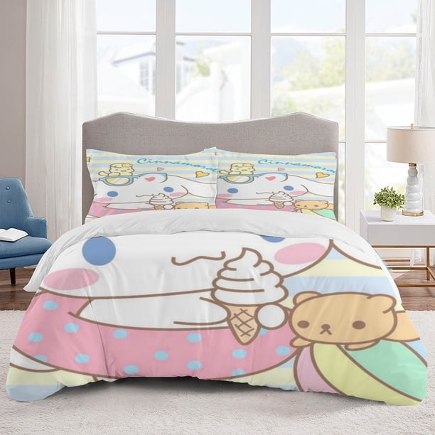 Cinnamoroll Bedding Sets Cartoon Duvet Cover Lightweight 3 Piece Bet Sets for Kids Boys Girls