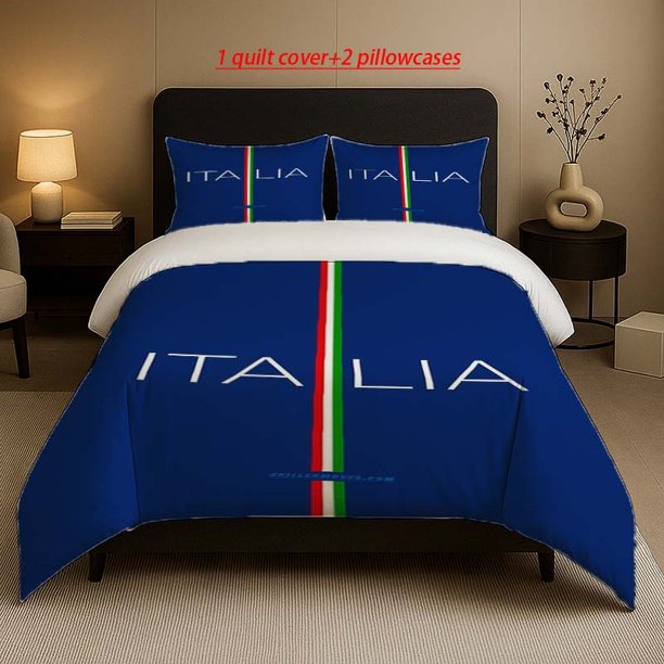 Italian Tricolor Striped "ITALIA" National Image Pattern Set Soft and Comfortable Bedding Set Suitable for All Seasons