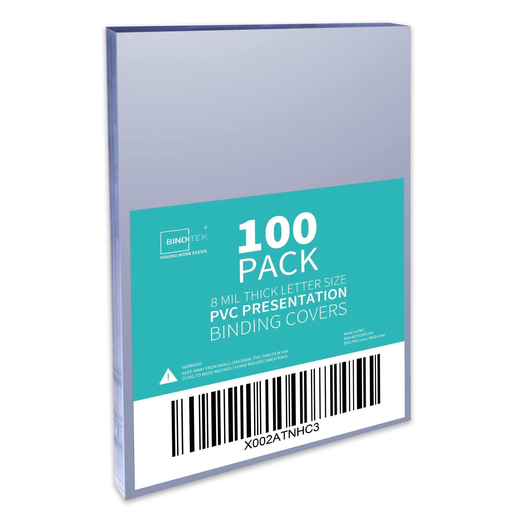 Binditek - Fundas Para Encuadernación 100 Unidades Pvc Transparente