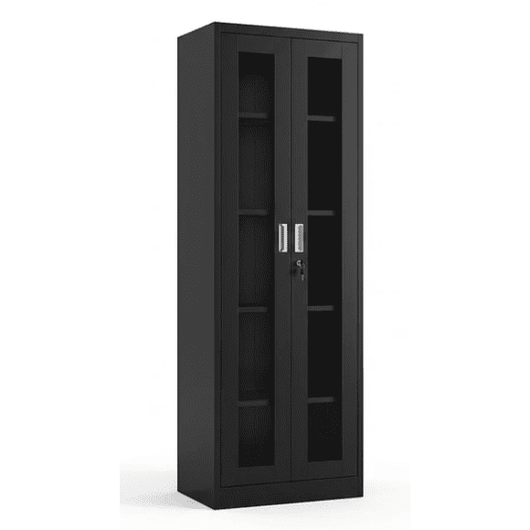 Estante Metálico Vitrina Negro 185x57x40 cm - 2 Puertas