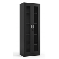 Metalbrein - Estante Metálico Vitrina Negro 185X57X40 Cm - 2 Puertas