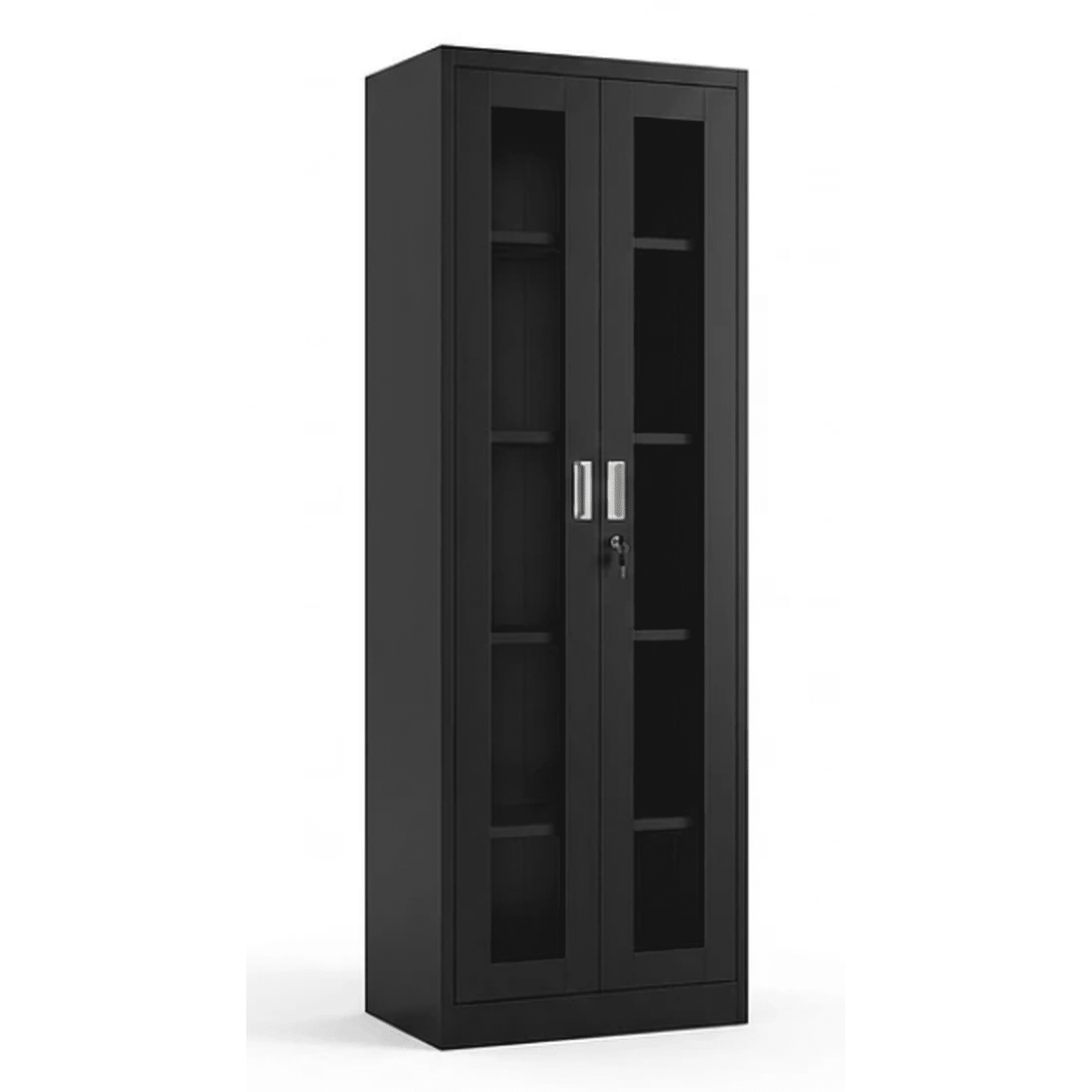 Metalbrein - Estante Metálico Vitrina Negro 185x57x40 Cm - 2 Puertas