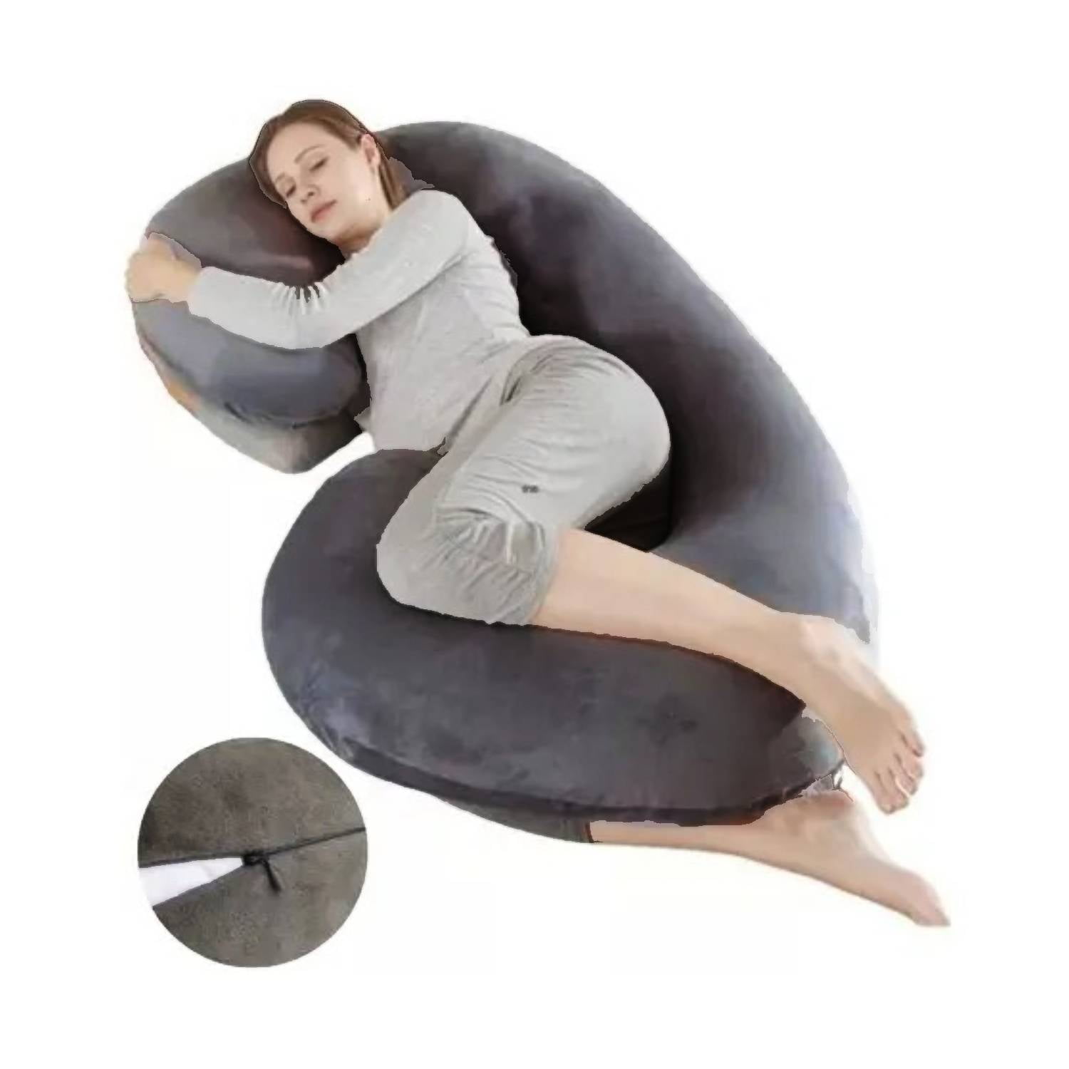 Babyluna - Cojín Almohada Maternal Con Funda Extra Suave Gris Oscuro