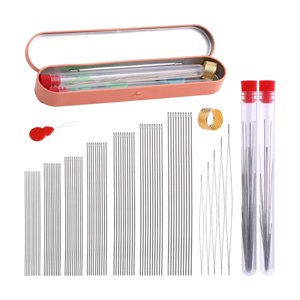 Magideal - Juego De Agujas Para Abalorios Para Fabricación De Joyas, Enhebrador, Práctico Cordón Para Abalorios Con Aguja, Agujas Para Bordar Botellas, Manualida