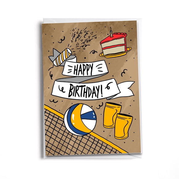 Tarjeta de felicitación inspirada en la suela de feliz cumpleaños de un jugador de voleibol