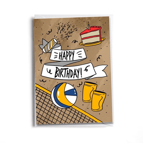 Sole Inspired - Tarjeta De Felicitación Inspirada En La Suela De Feliz Cumpleaños De Un Jugador De Voleibol
