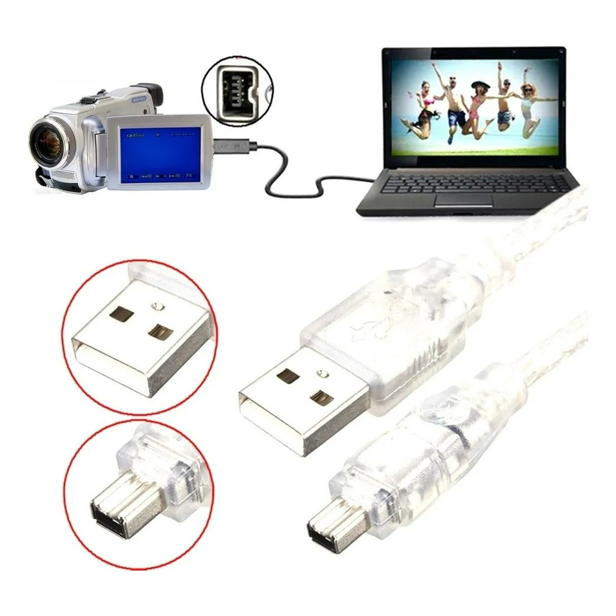 Genérica - 1.5m Cable Adaptador Compatible Firewire 400 4 Pines Camara Usb