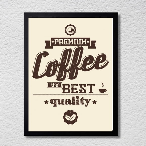Cuadro Decorativo 35x45 Marco Negro Café Premium Cartel Pop