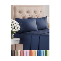 Juego De Sábanas Cgk Unlimited, Tamaño Queen, Azul Marino, 4 Piezas