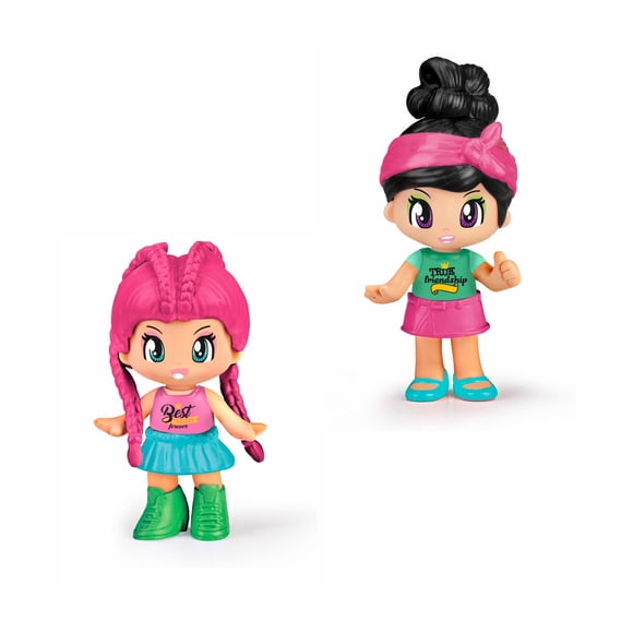Muñecas Pinypon pack 2 mejores amigas cabello negro y rosado