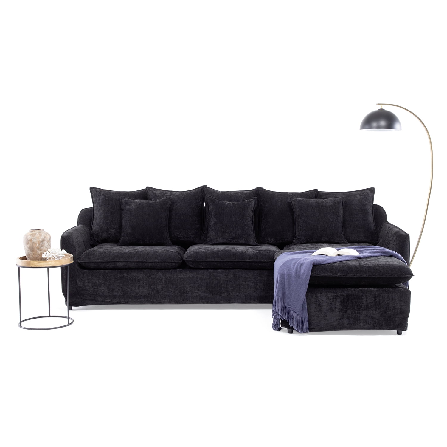Vys Spa - Seccional Siena Black Seccional Siena Black Con Chaise Reversible Y Funda Desmontable
