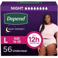 Ropa Interior Para Incontinencia Depend Night Defense Para Mujer, Talla Grande, 56 Unidades