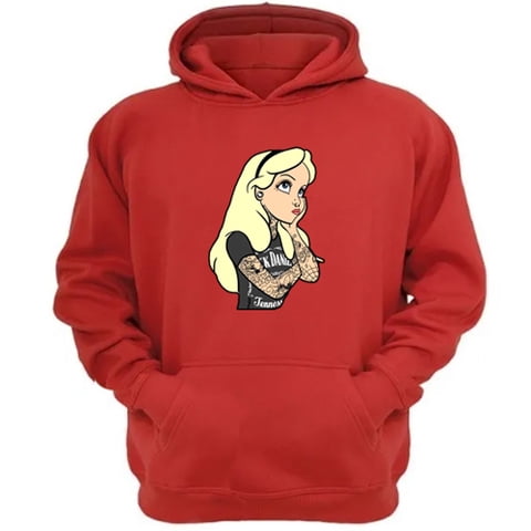 Genérico - Polerón Canguro Alicia Rock & Roll Rojo Talla Xs Unisex