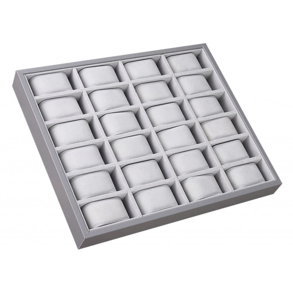 Magideal - Bandeja De Joyería Para Reloj, , Brazalete, Caja De Almacenamiento De Exhibición De Reloj, Cuero Pu De Madera Para Hombres Y Mujeres, Organizad 24 Ranuras