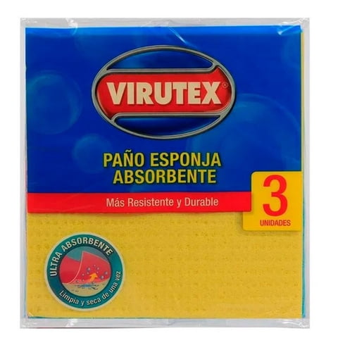 Virutex - Pack X 4 Paño Esponja Ultra Absorbente 3 Und