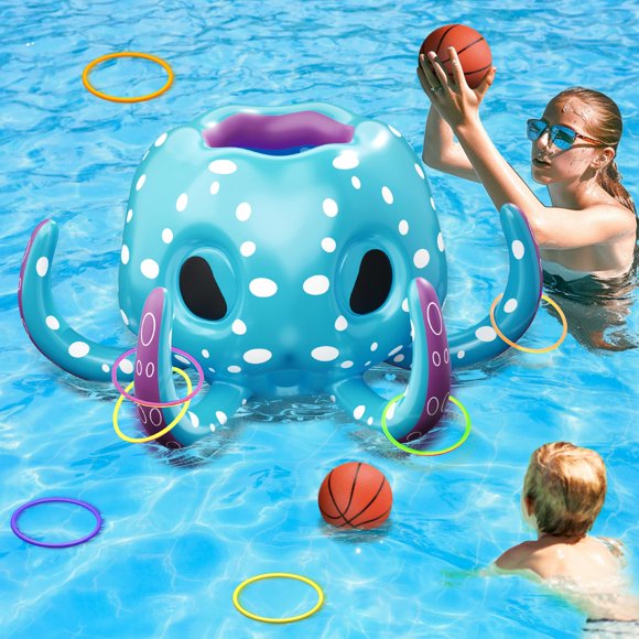 Aro inflable de baloncesto 2 en 1 Pool Toy iPlay iLearn Octopus