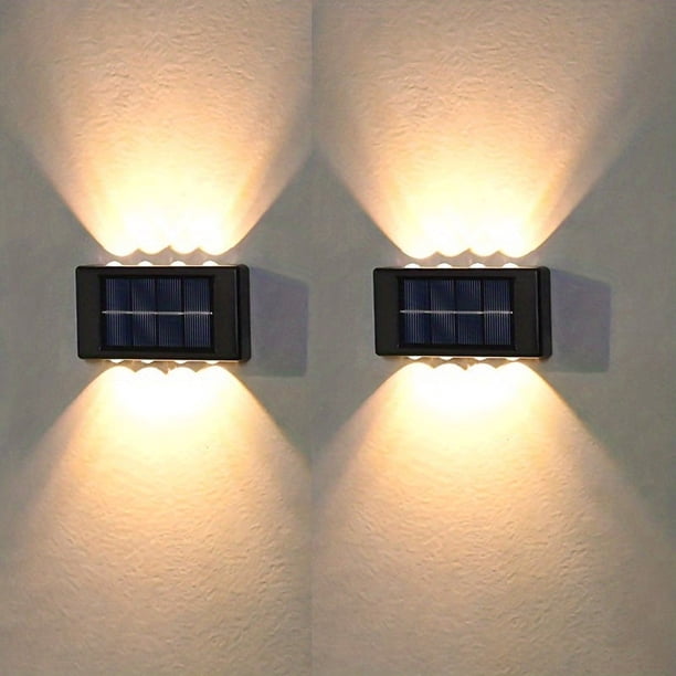 2pc 8LEDs Solar Wall Light Outdoor IP65 Waterproof Backyard Garden Pathway Decorative