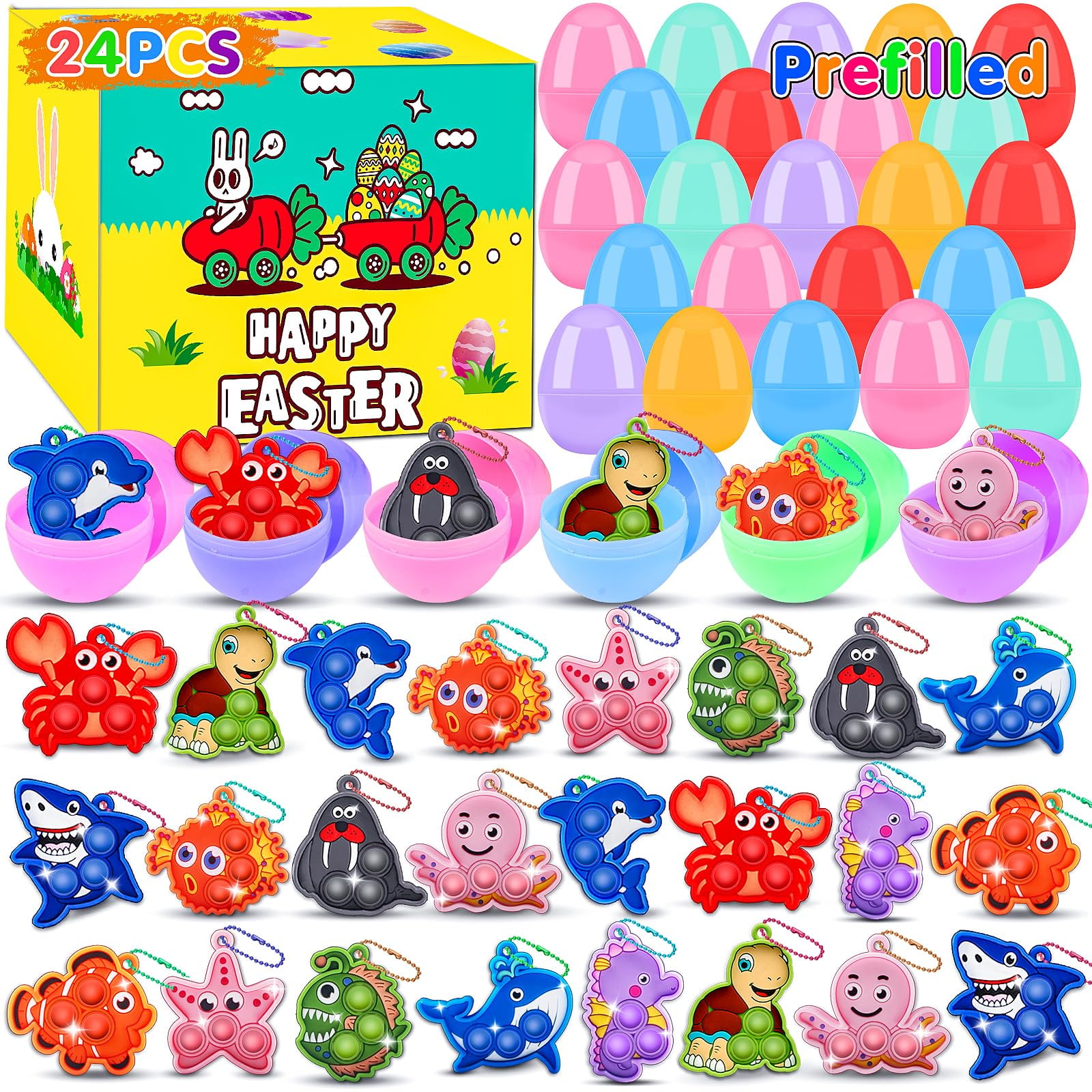 Kiss Monkey - Huevos De Pascua Precargados Con Forma De Beso De Mono Con Juguetes Pop De Animales Marinos