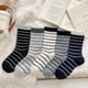 thumbnail image 2 of Xiao Hua pares de calcetines de invierno cálidos de encaje a rayas azul oscuro, calcetines casuales de cuello redondo, cómodos para uso diario en clima frío, talla única., 2 of 3