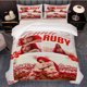 thumbnail image 1 of 3pcs Jennie Created Ruby Red Theme Printed Bedding Set Soft Duvet Cover and 2 Pillowcases for All Seasons, 1 of 5