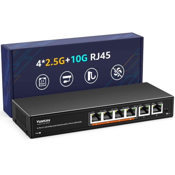 Conmutador Ethernet De 6 Puertos Y 10 Gb No Gestionado Con 2 Conectores Rj45 De 10 Gbe