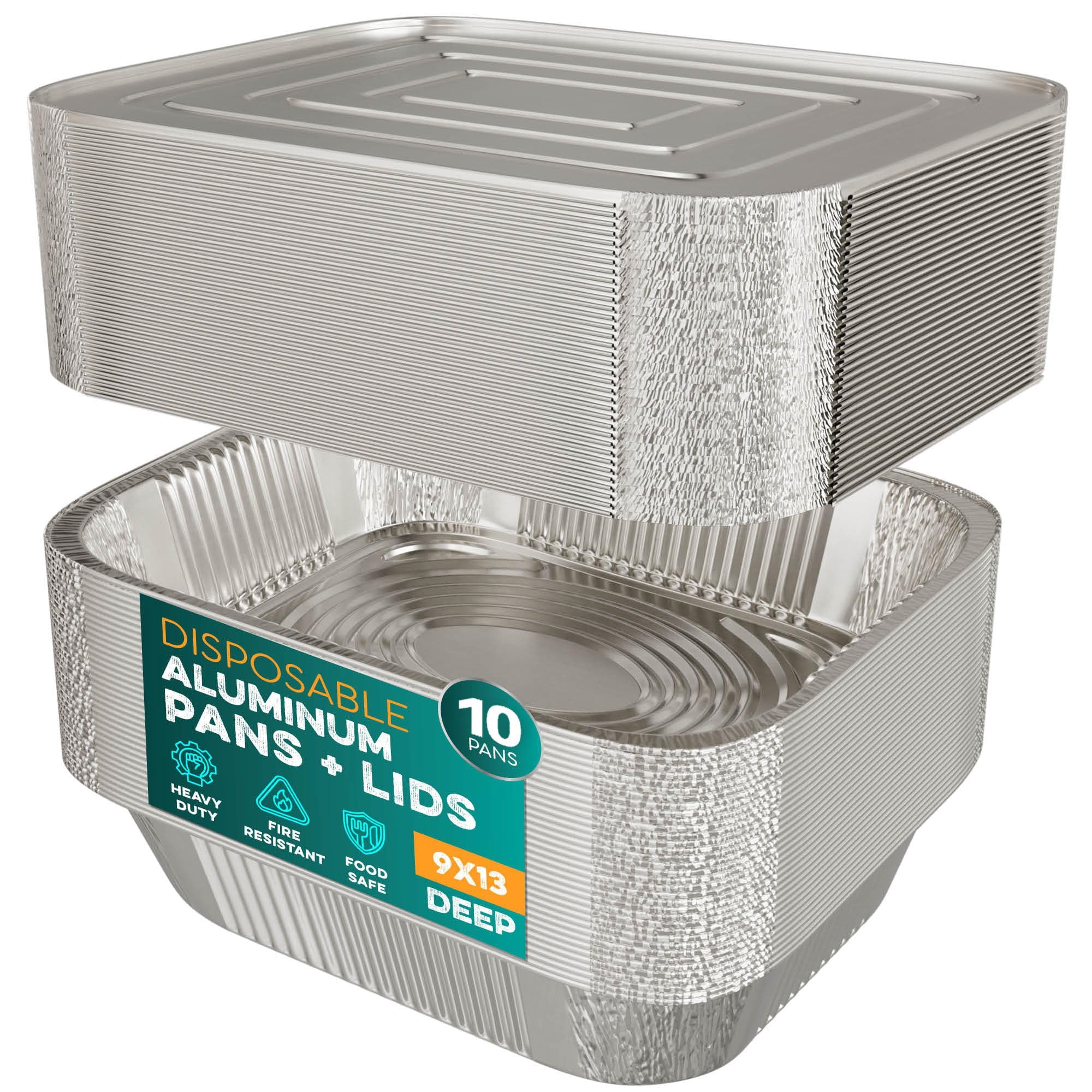 Bandejas De Papel Aluminio Houzzkingz Usa 9x13 Cm [10 Juegos] Con Tapas