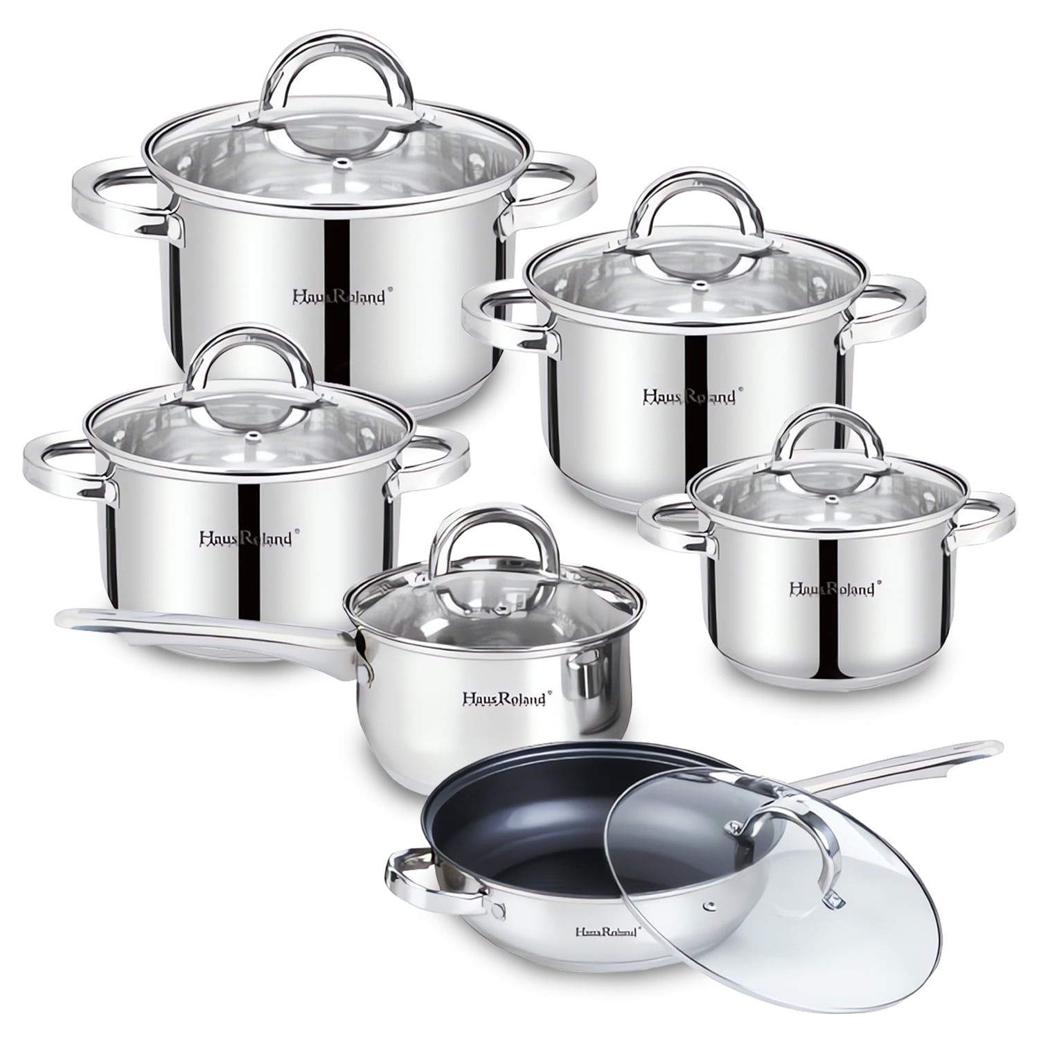 Haus Roland - Batería 12 Piezas Acero Inoxidable Hamburgo