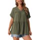 thumbnail image 1 of INSPIRE CHIC Blusas de Verano para Mujer Babydoll Casual Cuello en V Suelto Camiseta Manga Corta Peplum Blusa Túnicas XL Verde Militar, 1 of 6