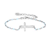 Pulsera Heshpaws S925 Sterling Silver Cross Ajustable Plata
