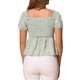 thumbnail image 3 of INSPIRE CHIC Blusa Floral para Mujer de Regreso a Clases con Escote Corazón, Manga Corta Abullonada, Peplum Fruncido, Verde Claro Talla L, 3 of 6