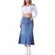 thumbnail image 2 of INSPIRE CHIC Falda Larga de Mezclilla de Mujer de Cintura Alta en Línea A con Cola de Pescado L Azul, 2 of 6