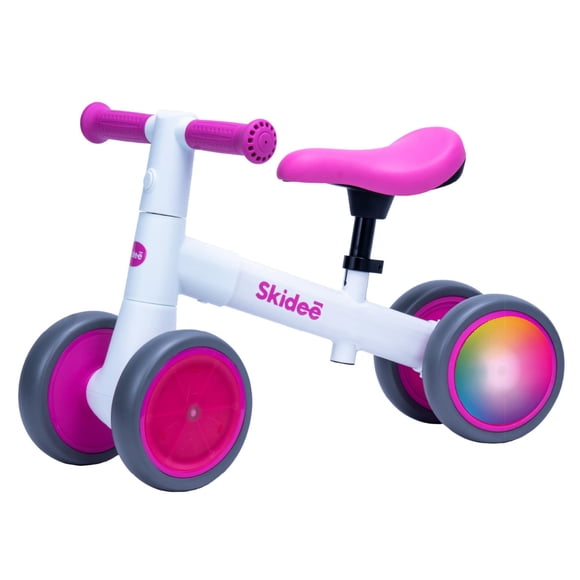 Bicicleta de Equilibrio SKIDEE de 4 Ruedas para Niños Pequeños con Ruedas LED