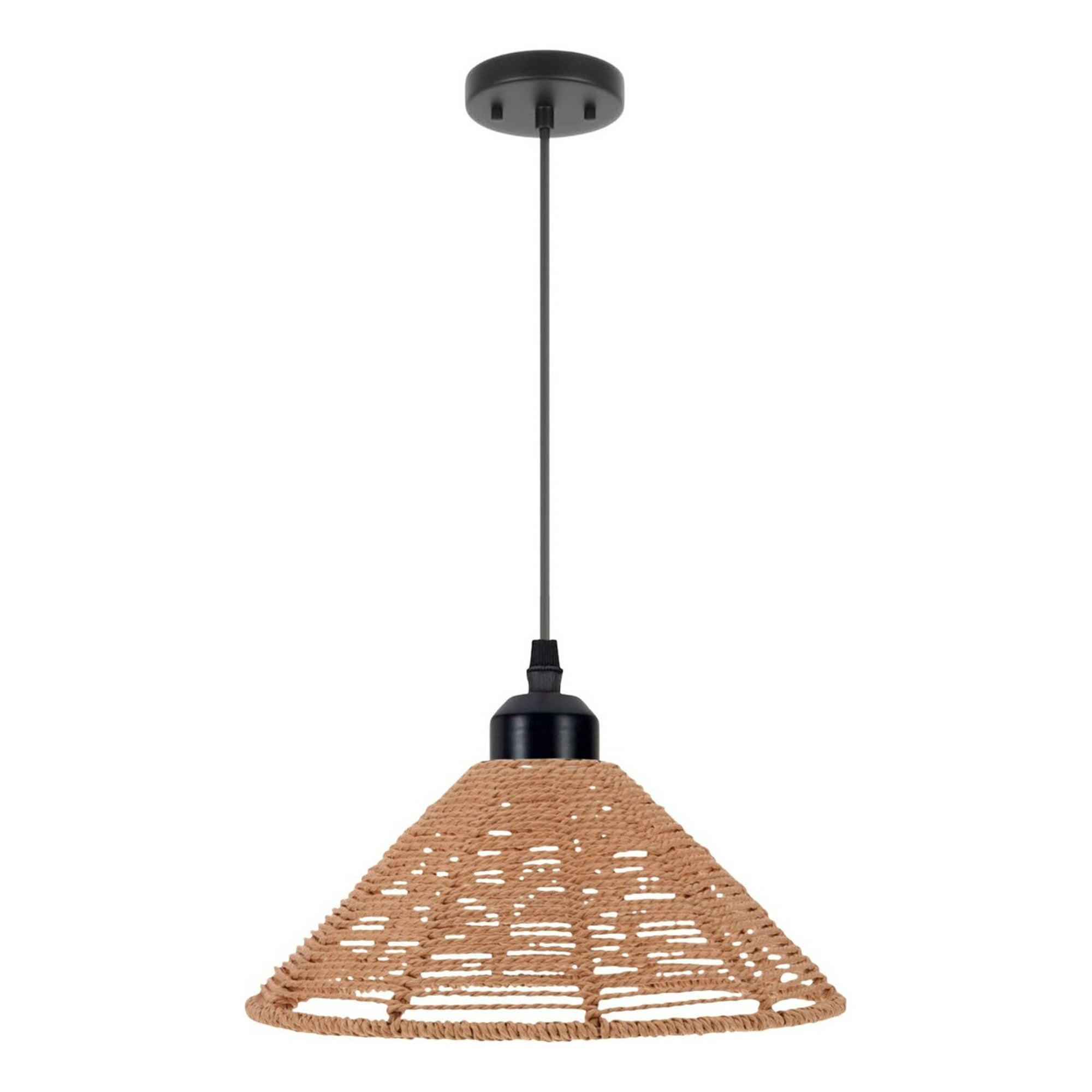 Genérico - Lámpara Colgante Techo Tejida Vintage Color Café Jhn