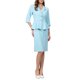 thumbnail image 2 of INSPIRE CHIC Conjunto de Traje de Falda para Mujer 2 Piezas Conjunto 2026 Blazers Peplum de Trabajo Modernos y Faldas Lápiz con Broche Pin 2XL Azul Claro, 2 of 5