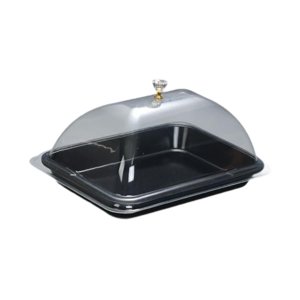 Bothyi - Elegante Tapa Para Plato De Servir, Para Uso En Interiores Y Exteriores, Color Negro