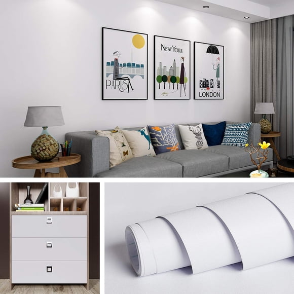 Papel pintado Livelynine, impermeable, blanco, 40 cm x 5 m, vinilo