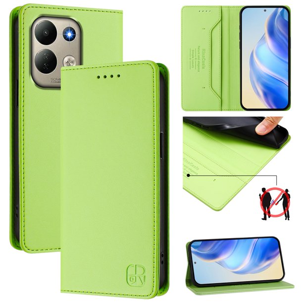 Funda Billetera con Soporte para Xiaomi Redmi 17 4G/5G Bloqueo RFID Plegable Verde claro