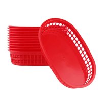 Magideal - 12X Cestas Ovaladas Para Comida Rápida, Cestas Para Freír Pan, Bandeja Para Servir, Cestas De Almacenamiento Clásicas Para Restaurantes, Perros De Maí Rojo