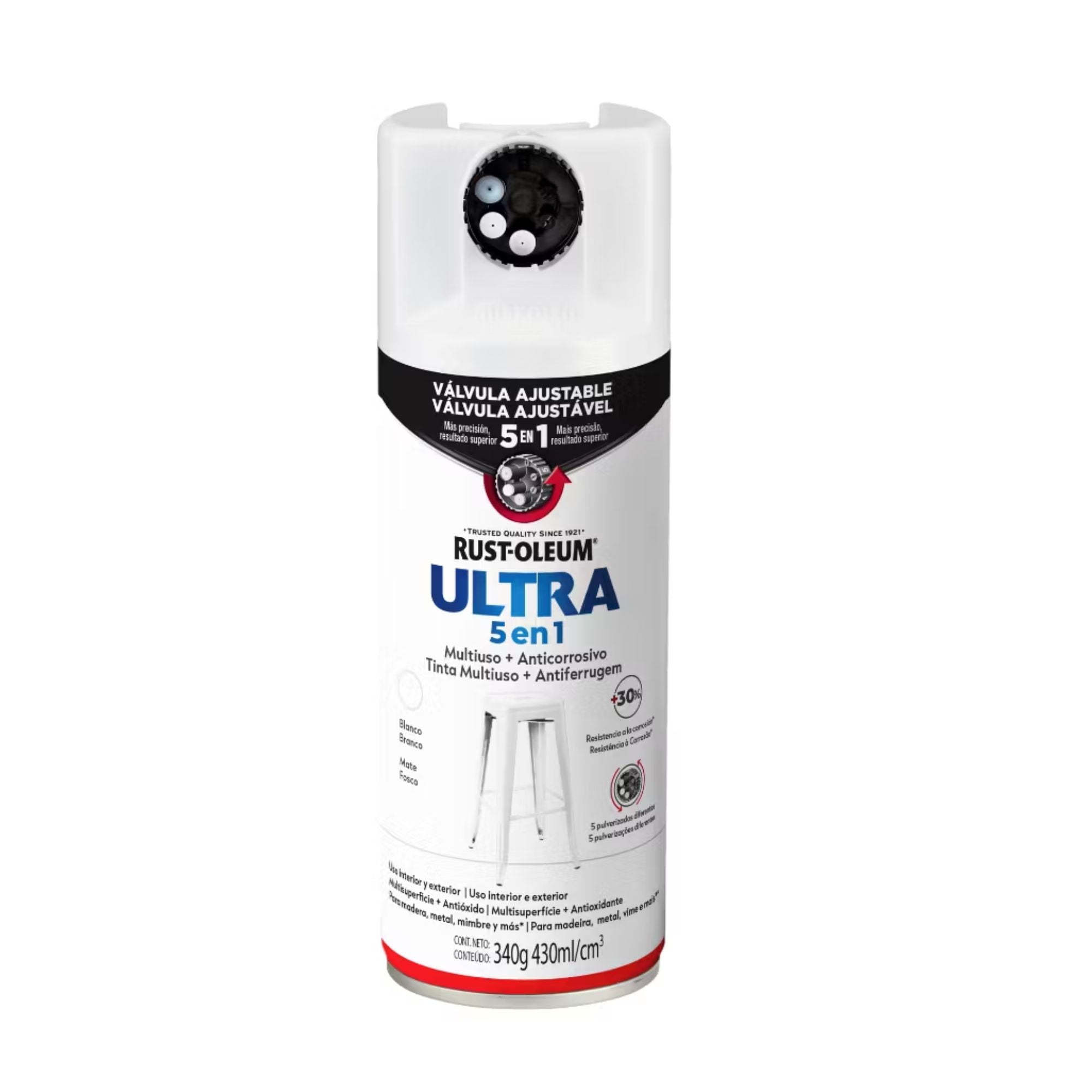 Pintura En Aerosol Ultra 5 En 1 340grs Blanco Mate - Rust Oleum