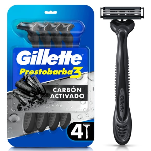 Máquina de Afeitar Gillette Prestobarba Carbón, 4 un