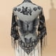 thumbnail image 1 of 29.5"×55.1" Triangle Scarf Butterfly Flower Embroidery Lace Tassel Shawl Elegant Breathable Windproof Wrap Outdoor Accessories, 1 of 5