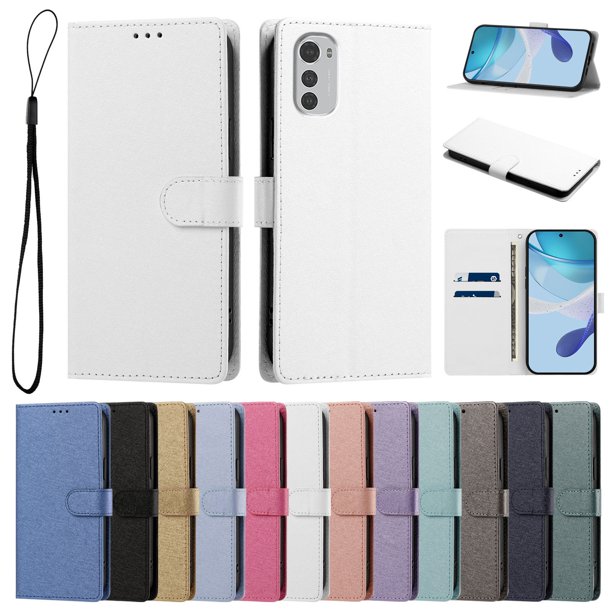 Cartera para Motorola Moto E32 con Soporte y Correa, Blanco