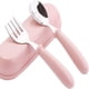 thumbnail image 1 of Tenedores y cucharas, juego de cubiertos de acero inoxidable para bebé, juego de tenedores y cucharas, cubiertos de aprendizaje para bebé (rosa), 1 of 5