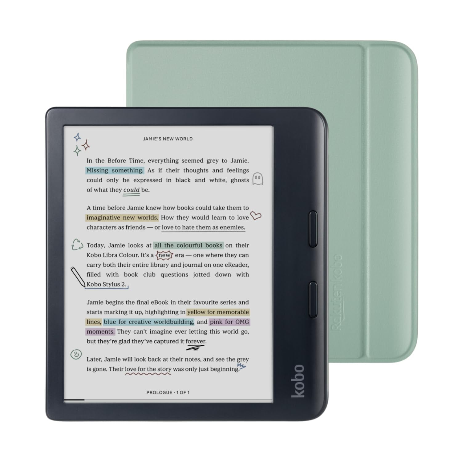 Kobo - Paquete De Ereader Libra De Color Negro Con Funda De 32 Gb Resistente Al Agua