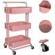 thumbnail image 1 of Carrito organizador con ruedas de metal de 3niveles con asa color rosa, 1 of 3