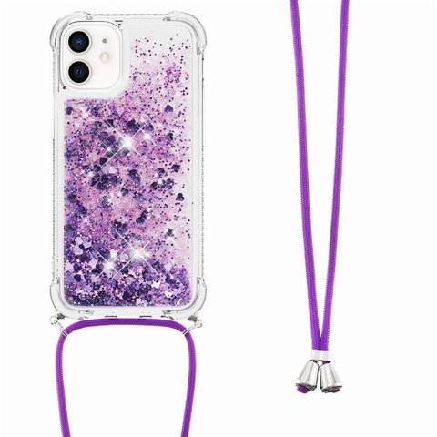 Funda Foxdock Para Iphone 12 Mini Con Cuerda Ajustable, Brillo Líquido, Protección Antigolpes Y Lente – Ideal Para Regalo